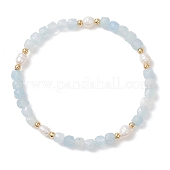 Браслеты из натуральных кубических бусин аквамарина для женщин&nbsp;BJEW-JB13176-02