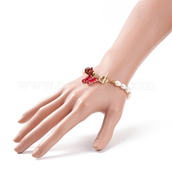 Bracciale con ciondolo a farfalla in vetro con zirconi chiari&nbsp;BJEW-JB08640