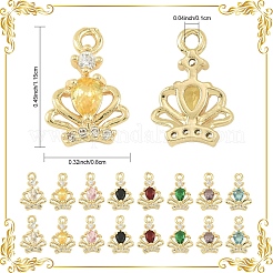 16 шт. 8 цвета латунные подвески с микропаве и кубическим цирконием&nbsp;KK-YW0004-15