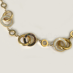 Браслет из переплетенных колец из натуральной ракушки&nbsp;BJEW-P273-02G