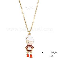 Рождественские ожерелья из сплава эмали со стразами красного цвета для женщин&nbsp;FS-WGC0976-02