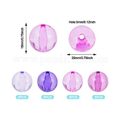 20pcs 4 Farben transparente Acrylperlen&nbsp;MACR-TADJ0001-02A