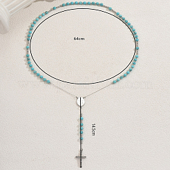 Ожерелья из синтетических бирюзовых четок&nbsp;QO6438
