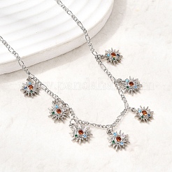 Латунные ожерелья с подвеской в виде солнца из микрофибры с кубическим цирконием&nbsp;NJEW-B157-16P