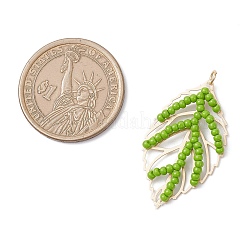 3 шт. подвески в форме листьев из двухцветного стеклянного бисера ручной работы&nbsp;PALLOY-MZ00935