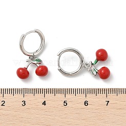 Серьги-кольца из вишневой латуни с эмалью&nbsp;EJEW-M077-14P-01