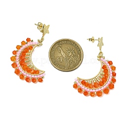 Pendientes colgantes de cuentas de vidrio hechas a mano con forma de luna&nbsp;EJEW-MZ00360-03
