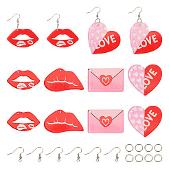 Набор для самостоятельного изготовления акриловых сережек-подвесок в форме сердца ко Дню святого Валентина&nbsp;DIY-TA0009-29