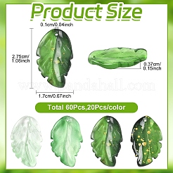 60шт 3 стиля прозрачные стеклянные подвески&nbsp;GLAA-YW0002-62