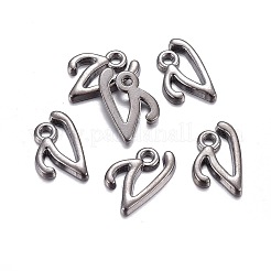 Pendentifs de lettre plaqué de gunmetal en alliage&nbsp;LS-PALLOY-J718-01B-V