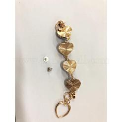 Цепь звена сердца ткани ткани плюша сплава сплава для брелков diy&nbsp;AJEW-WH0188-88D