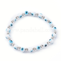 Bracelets extensibles en perles de chalumeau ronds faits à la main&nbsp;BJEW-JB05974
