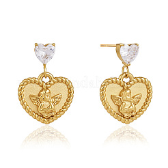 Pendientes colgantes de acero inoxidable 304 con circonitas cúbicas transparentes engastadas.&nbsp;WG47F59-01