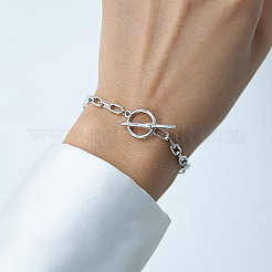 Set di bracciale e collana con catena geometrica in argento sterling s925 per l'uso quotidiano&nbsp;JM3454-1