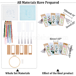 Diy blumenmuster papier lesezeichen stickerei kits&nbsp;DIY-WH0304-311