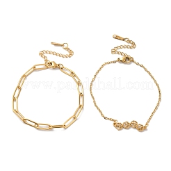 Catene a graffetta in acciaio inossidabile 304 e set di bracciali a catena a maglie&nbsp;AJEW-U005-05C-G