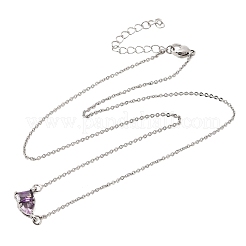 Collares con colgante rectangular y en forma de corazón de latón con circonitas cúbicas engastadas en cadena de cable&nbsp;KK-CBAB173-04P-03
