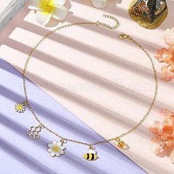 Collane con ciondolo in lega e vetro con fiori&nbsp;NJEW-TA00165