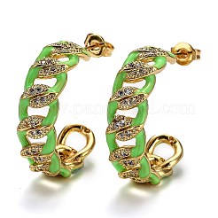 Demi-créoles en laiton avec micro-pavé et zircone cubique&nbsp;EJEW-B004-02G