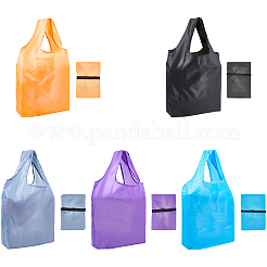 5 шт. 5-х цветные многоразовые сумки-шопперы из полиэстера для супермаркетов ABAG-CN0001-49