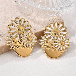 Серьги-гвоздики из нержавеющей стали 304 в форме цветка&nbsp;EJEW-V016-10G-02