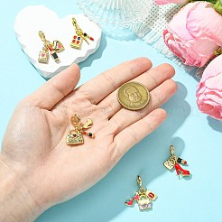 5 шт. 5 стиля женские эмалевые латунные европейские подвески-шармы&nbsp;KK-CJ0003-91