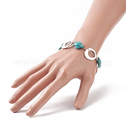 Braccialetti sintetici a maglie di tartaruga turchese (tinto).&nbsp;BJEW-JB09195-01