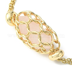 Браслет из натурального розового кварца с пулями&nbsp;BJEW-JB09563-04