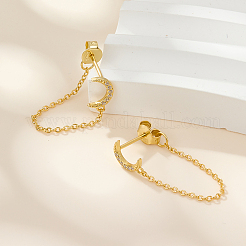 Elegantes pendientes de borla de luna de plata S925 con circonitas&nbsp;OG4431-1