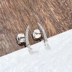 925 серьги-гвоздики из стерлингового серебра с прозрачным кубическим цирконием&nbsp;EJEW-Q032-01E-P