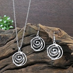 Halsketten-Sets mit ausgehöhlten Wirbel-Anhängern und Ohrringen aus Legierung&nbsp;FS-WGFAC7B-01