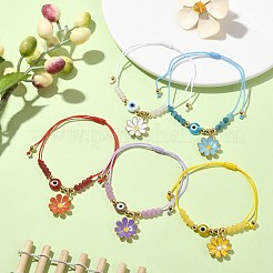 Pulsera con dije de esmalte y aleación de flores&nbsp;BJEW-JB09600