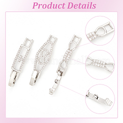 6 шт. 6 стиля застежки для часового ремешка с покрытием из латуни с микропаве из прозрачного кубического циркония&nbsp;ZIRC-OC0001-06