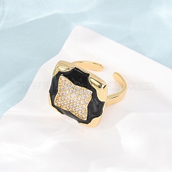 Messing Micro Pave Zirkonia Manschette offene Ringe&nbsp;CU-CBAB3AD-13G