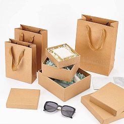 6 Stück rechteckige Kraftpapiertüte mit Griff in 6 Stilen&nbsp;CON-BC0002-39