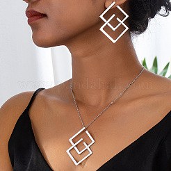Комплект из ожерелья с подвеской в виде ромба и серег-гвоздиков из сплава&nbsp;FS-WG63DA9-01