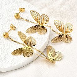 Серьги-гвоздики с кисточками из нержавеющей стали 304&nbsp;EJEW-D308-11G