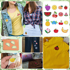 30 Stück 15 Stile Früchte computergesteuerte Stickerei Stoff zum Aufbügeln/Aufnähen Patches&nbsp;PATC-PH0001-67