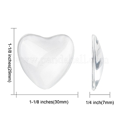 Cabochons cardiaques de verre transparent&nbsp;GGLA-R021-30mm