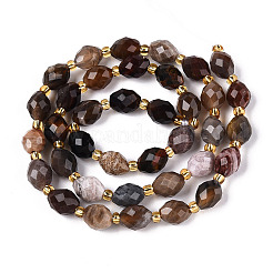 Природные окаменелое дерево бисер пряди G-N342-35-8x6-07