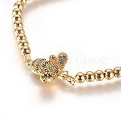 Bracciali scorrevoli in ottone con zirconi cubici regolabili&nbsp;BJEW-L652-11G