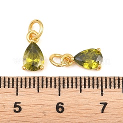 Messing ebnen Zirkonia Charms&nbsp;KK-K340-51G-06