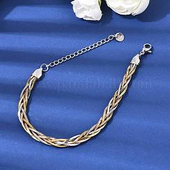 Bracciale a spina di pesce intrecciata in acciaio inossidabile 304 per donna&nbsp;BJEW-K240-08A-M