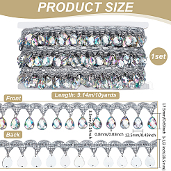 Кружевная лента из полиэстера с пластиковыми подвесками-кисточкой&nbsp;DIY-WH0656-11B