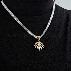 Латунный глаз подвеска с белой эмалью прозрачный кубический цирконий теннисные ожерелья&nbsp;JL3544