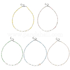 Sommerliche Halsketten aus sternförmigen Muschelperlen und gefärbten Glasperlen mit Ombré-Effekt für Damen&nbsp;NJEW-JN06051
