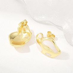 Pendientes de botón de latón esmaltado irregulares&nbsp;EJEW-K249-14G
