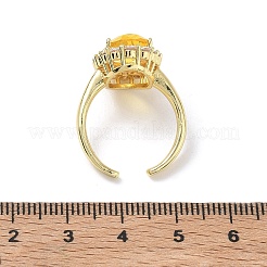 Bagues ouvertes en laiton avec micro pavé de zircones cubiques pour femmes&nbsp;RJEW-L343-17G