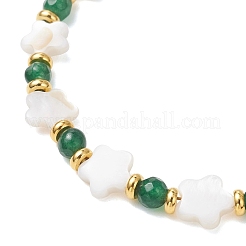 Комплекты браслетов и ожерелий из натуральных пресноводных ракушек и круглого окрашенного натурального белого нефрита&nbsp;SJEW-JS01370