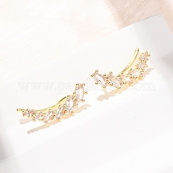 Boucles d'oreilles à clous en laiton pavé de zirconiums cubiques&nbsp;KK-CBAA351-09G